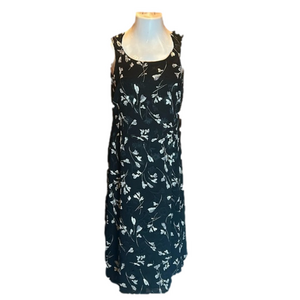 PETITE SOPHISTICATE Black with Cream Floral Print Maxi Sundress Size 8